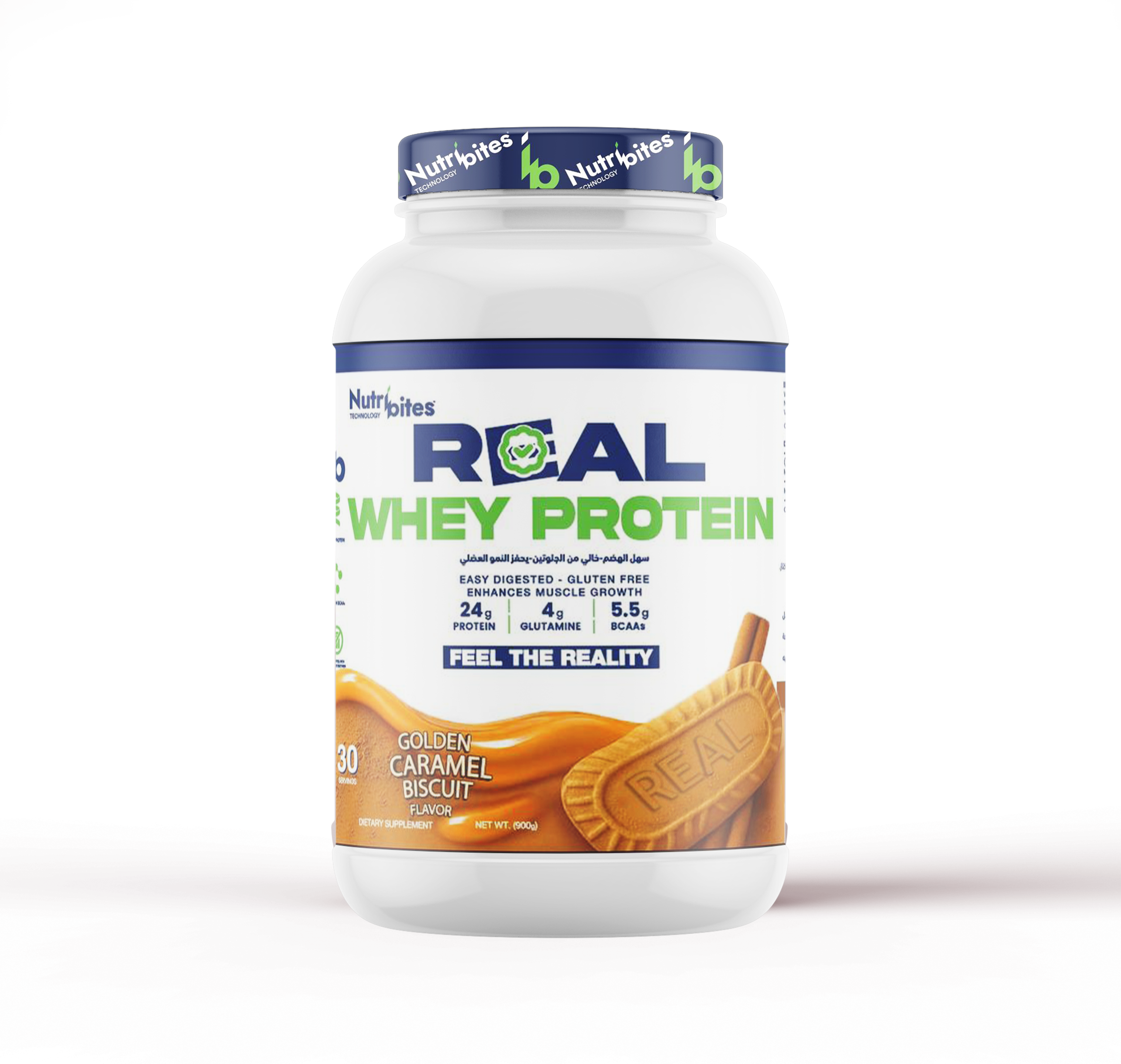 100% Whey Protein Powder 1kg Golden Caramel Biscuit Flavor Science backed 
Each serving provides 24g of fast-absorbing protein, the Gold Standard of purity. We use 100% Premium-Grade, plus 5.5g of BCAAs and 4g of Glutamine +Digestive Enzymes ( Lactase Enzyme So that it is easy to digest, even for those who are allergic to lactose  and Protease Enzyme)